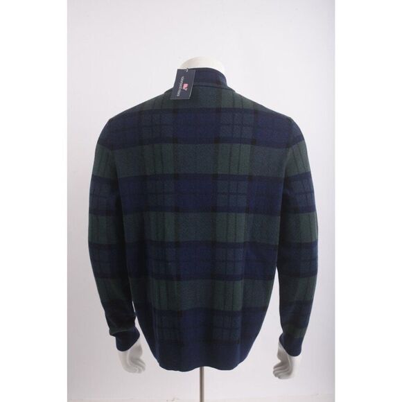 Vineyard Vines Mens Sweater Size M Navy Blue Green Tartan boathouse Plaid NWT - Picture 5 of 6